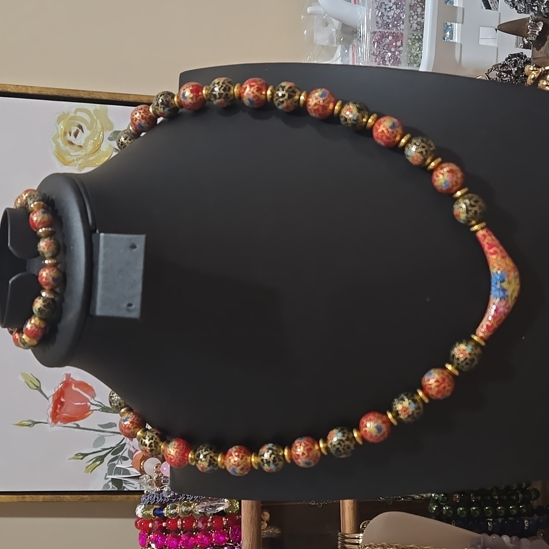 Elegant Multicolor Beaded Necklace And Bracelet Set